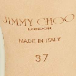 مملوكة مسبقًا Jimmy Choo Beige/White Floral Woven Raffia and PVC Magic Ankle Strap Pumps Size 37