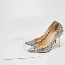 Pre Owned Jimmy Choo Metallic Glitter Love Pumps Size 38