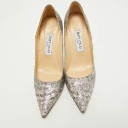Pre Owned Jimmy Choo Metallic Glitter Love Pumps Size 38