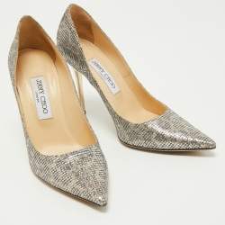 Pre Owned Jimmy Choo Metallic Glitter Love Pumps Size 38