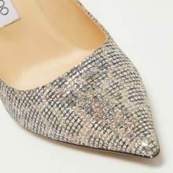 Pre Owned Jimmy Choo Metallic Glitter Love Pumps Size 38