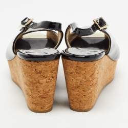 Pre Owned Jimmy Choo Black Patent Leather Praise Slingback Sandals Size 38