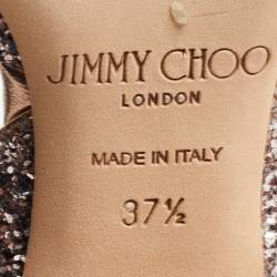 Pre Owned Jimmy Choo Pink Coarse Glitter Micky Ankle Strap Pumps Size 37.5