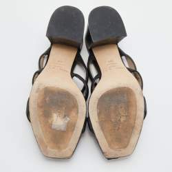 مملوكة مسبقًا Jimmy Choo Black Leather Block Heel Slide Sandals Size 38.5