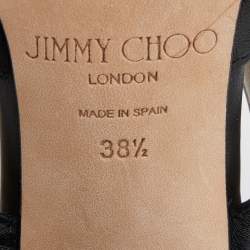 مملوكة مسبقًا Jimmy Choo Black Leather Block Heel Slide Sandals Size 38.5