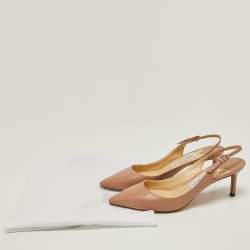 Pre Owned Jimmy Choo Beige Leather Erin Slingback Pumps Size 39.5