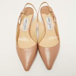 Pre Owned Jimmy Choo Beige Leather Erin Slingback Pumps Size 39.5