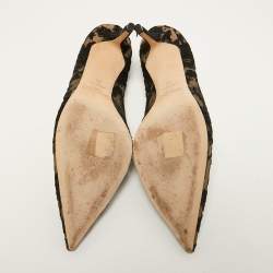 مملوكة مسبقًا Jimmy Choo Black/Beige Mesh and Satin Abel Pumps Size 39