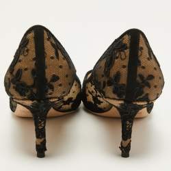 مملوكة مسبقًا Jimmy Choo Black/Beige Mesh and Satin Abel Pumps Size 39