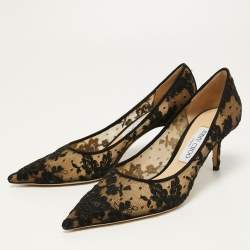 مملوكة مسبقًا Jimmy Choo Black/Beige Mesh and Satin Abel Pumps Size 39