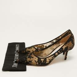 مملوكة مسبقًا Jimmy Choo Black/Beige Mesh and Satin Abel Pumps Size 39