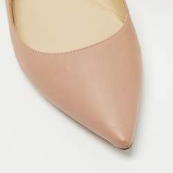 Pre Owned Jimmy Choo Beige Leather Crystal Embellished Mary Jane Ballet Flats Size 39