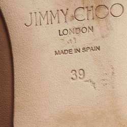 Pre Owned Jimmy Choo Beige Leather Crystal Embellished Mary Jane Ballet Flats Size 39