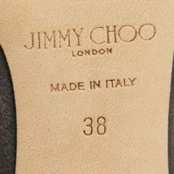 Pre Owned Jimmy Choo Grey Suede Bing Crystal Embellished Pointed Toe Mules Size 38