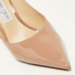 Pre Owned Jimmy Choo Beige Patent Leather Romy Pumps Size 39