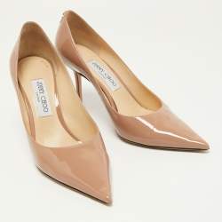 Pre Owned Jimmy Choo Beige Patent Leather Romy Pumps Size 39