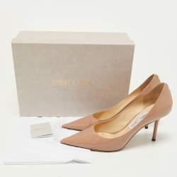 Pre Owned Jimmy Choo Beige Patent Leather Romy Pumps Size 39