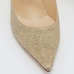 Pre Owned Jimmy Choo Metallic Gold Glitter Leather Romy Pointed Toe Pumps Size 39