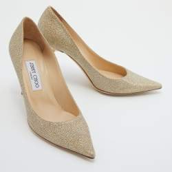 Pre Owned Jimmy Choo Metallic Gold Glitter Leather Romy Pointed Toe Pumps Size 39