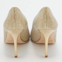 Pre Owned Jimmy Choo Metallic Gold Glitter Leather Romy Pointed Toe Pumps Size 39