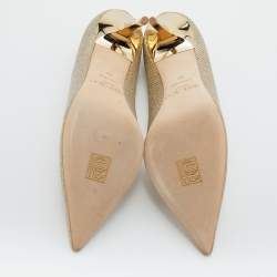 Pre Owned Jimmy Choo Metallic Gold Glitter Leather Romy Pointed Toe Pumps Size 39