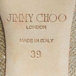 Pre Owned Jimmy Choo Metallic Gold Glitter Leather Romy Pointed Toe Pumps Size 39