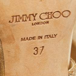 مملوكة مسبقًا Jimmy Choo Gold Glitter Private Platform Sandals Size 37