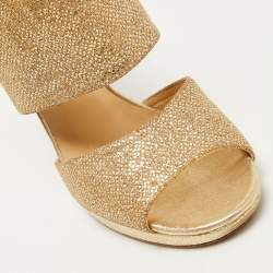 مملوكة مسبقًا Jimmy Choo Gold Glitter Private Platform Sandals Size 37