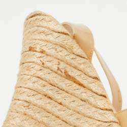 Pre Owned Jimmy Choo Beige Patent Leather Pallis Espadrille Wedge Sandals Size 39