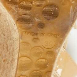 Pre Owned Jimmy Choo Beige Patent Leather Pallis Espadrille Wedge Sandals Size 39