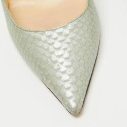 Jimmy Choo Green Python Embossed Leather Romy Pumps Size 35.5