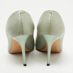 Jimmy Choo Green Python Embossed Leather Romy Pumps Size 35.5