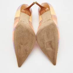 Pre Owned Jimmy Choo Tricolor Knit Fabric Abel Pumps Size 38.5