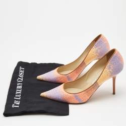 Pre Owned Jimmy Choo Tricolor Knit Fabric Abel Pumps Size 38.5