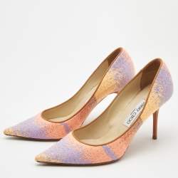 Pre Owned Jimmy Choo Tricolor Knit Fabric Abel Pumps Size 38.5