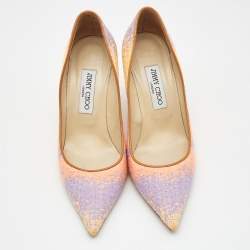 Pre Owned Jimmy Choo Tricolor Knit Fabric Abel Pumps Size 38.5