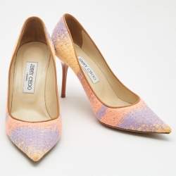 Pre Owned Jimmy Choo Tricolor Knit Fabric Abel Pumps Size 38.5