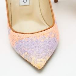 Pre Owned Jimmy Choo Tricolor Knit Fabric Abel Pumps Size 38.5