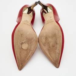 Pre Owned Jimmy Choo Red Suede and Patent Leather Darylin Pumps Size 38
