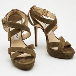 Jimmy Choo Green Suede Strappy Sandals Size 36