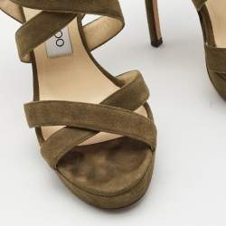 Jimmy Choo Green Suede Strappy Sandals Size 36