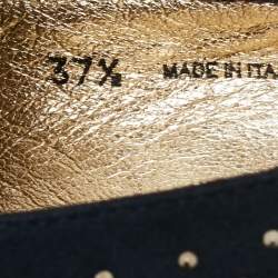 Pre Owned Jimmy Choo Navy Blue Suede Studded Loafers Size 37.5