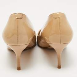Pre Owned Jimmy Choo Beige Patent Leather Pumps Size 38.5