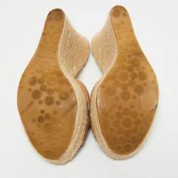 مملوكة مسبقًا Jimmy Choo Brown Holographic Python Embossed Phyllis Espadrilles Wedges Slides Size 38