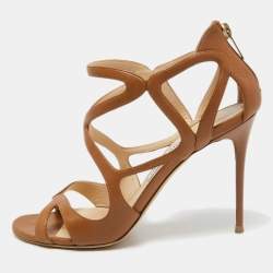 Jimmy Choo Brown Leather Leslie Sandals Size 40.5