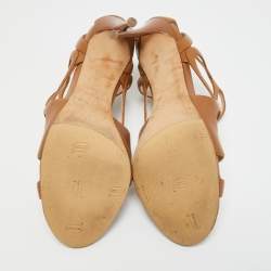 Pre Owned Jimmy Choo Brown Leather Leslie Sandals Size 40.5