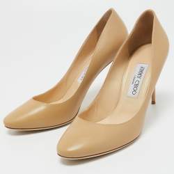 Pre Owned Jimmy Choo Beige Leather ESME 85 Pumps Size 39