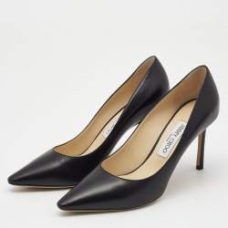 Pre Owned Jimmy Choo Black Leather Romy Pumps Size 39