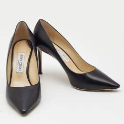 Pre Owned Jimmy Choo Black Leather Romy Pumps Size 39