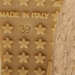 Pre Owned Jimmy Choo Black Patent Leather Prima Cork Wedge Sandals Size 39